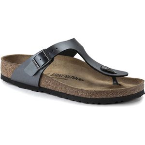 Birkenstock Gizeh Dames Slippers Metallic Black Birko-flor Regular-fit - Maat 37