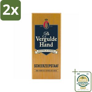 Vergulde Hand Scheerzeepstaaf 75 gr - Voordeelverpakking - 2 stuks - Scheerzeepstaaf - Scheerbeleving
