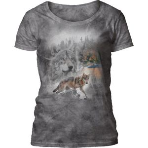 Ladies T-shirt Grey Wolf Collage XXL