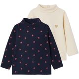 Vertbaudet - Set van 2 Onderhemdjes - Roze en Grijs - Lange Mouwen