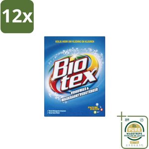 Biotex – Waspoeder - Voorwas & Vlekverwijderaar – Actieve biologische enzymen – 720 g - Voordeelverpakking - 12 stuks - Enzymatische vlekverwijdering - Waspoeder inweek