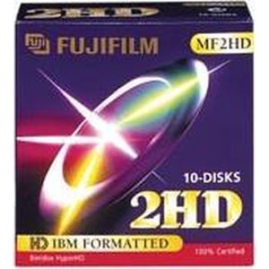 Diskettes 3,5"""" 1,44 Mb PC geformateerd zwart 10 stuks (Fuji)