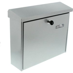 Brievenbus met openingsstop, A4-inworpformaat, verzinkt staal zilverkleurig staal.