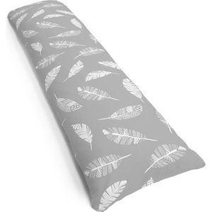 Comfortkussen voor volwassenen - zijslaapkussen met overtrek - lichaamskussen 150 x 40 cm - grijs - XXL