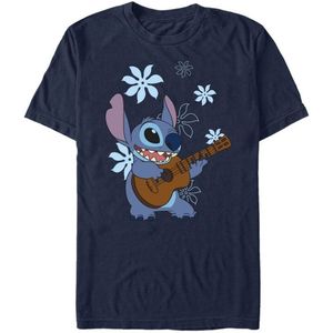 Lilo & Stitch Stitch Flowers Dames T-shirt - blauw - XL