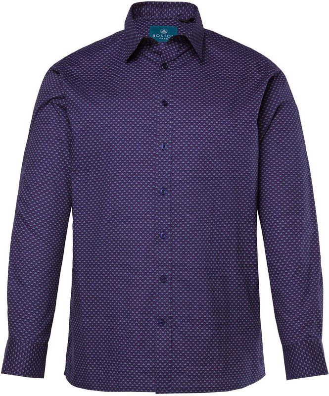 Boston Park - Heren - Boston Park overhemd lange mouw minimalistisch motief - Donker violet - Maat 3XL