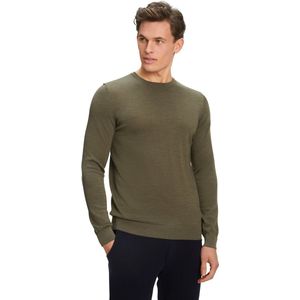 FALKE Basic New Merino Crew Neck elegante klassieker wol trui heren groen - maat S