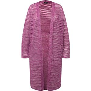 MIAMODA MIAMODA - Dames - Lang vest ajourbreisel metallic-effect lange mouwen - Roze - Maat 44