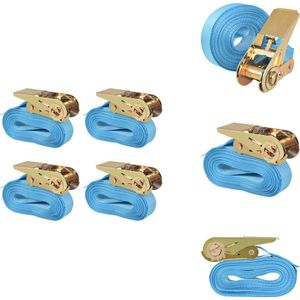 vidaXL Spanband - Spanbanden - Bagagegordel - Bagagegordels - Spanbanden 0,8 ton 6mx25mm blauw 4 st