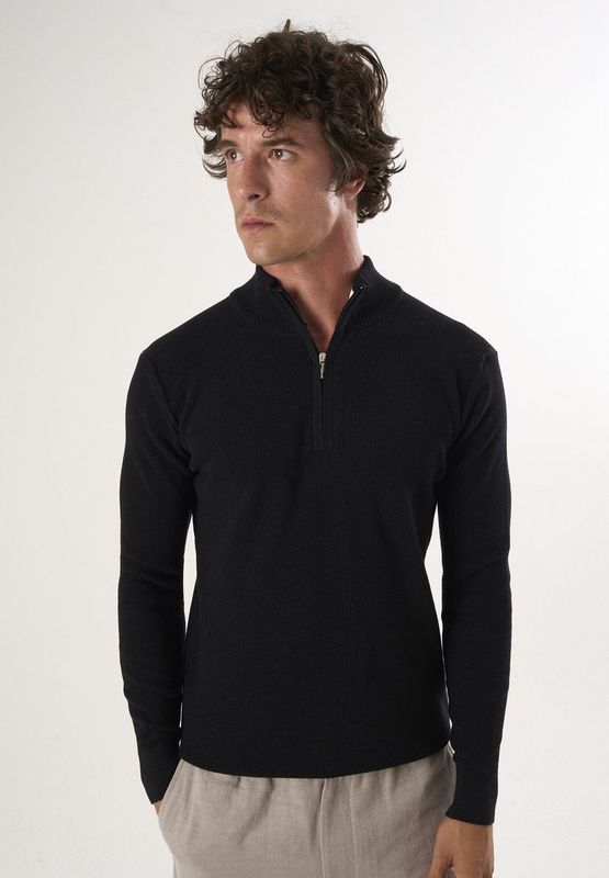 Felix Hardy Pullover Met Halve Rits - 100% Katoen Heren Zwart - 2Xl