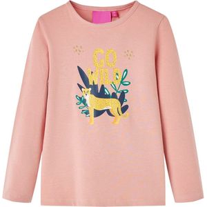 vidaXL - Kindershirt - met - lange - mouwen - 116 - lichtroze