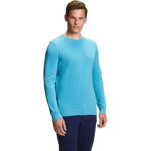 FALKE Basic Crew Neck Cotton Piqué elegante klassieker katoen trui heren blauw - maat XXL