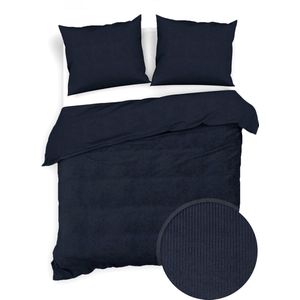 Zohome Velluto-a-Coste Dekbedovertrek - Lits-jumeaux - Katoen - 260x200-220cm - Blauw