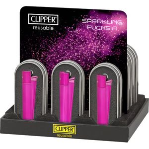 Clipper - Metal Vuursteen aansteker - Sparkling Fuchsia + Giftbox