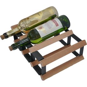 Vinata Liro wijnrek - mahonie - 6 flessen - wijnrekken - flessenrek - wijnrek hout metaal - wijnrek staand - wijn rek - wijnrek stapelbaar - wijnfleshouder - flessen rek