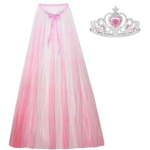 Prinsessen cape prinsessen roze jurk verkleedkleding + kroon