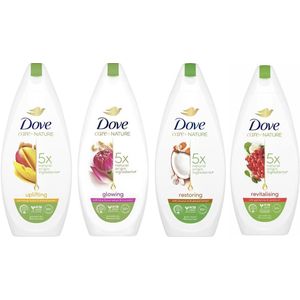 Dove Care by Nature Douchegel - MIX - 4 x 225 ml Voordeelverpakking