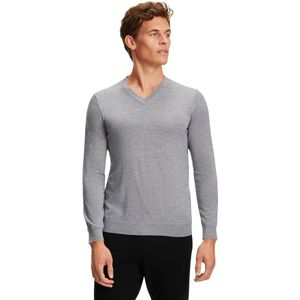 FALKE Basic V-Neck elegante klassieker wol trui heren grijs - maat M