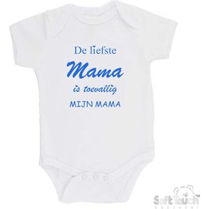 100% katoenen Romper ""De liefste mama is toevallig mijn mama"" Jongens Katoen Wit/blauw Maat 62/68