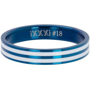 iXXXi Jewelry Vulring 4mm Double Line White Blauw - maat 17