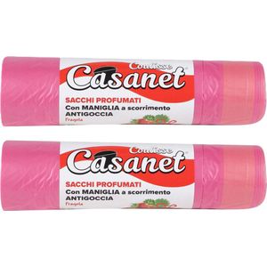 Afvalzakken/vuilniszakken/containerzakken - aardbeien geur - 30x - 50 liter - roze - ruikt lekker