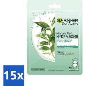 Garnier - SkinActive - Hydra Bomb Tissue Masker - Groene Thee - 1 Gezichtsmasker - Bulkverpakking - 15 stuks