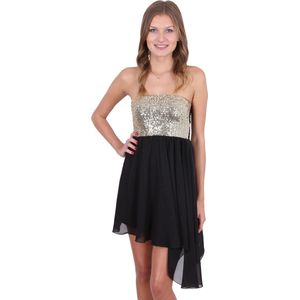 John Zack - Zwarte chiffon mini-jurk, pailletten