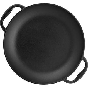 Traditionele paella pan voor 6 personen | Ø 36 cm | gietijzeren grillpan met handgrepen | pre-seasoned - al ingebrand | paellapan voor barbecue, gasfornuis, elektrisch fornuis
