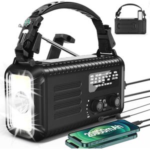 Noodradio met Handcrank en Zonne-energie - 5000mAh Oplaadbare Accu met USB-oplaadfunctie