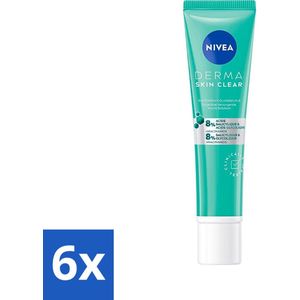 NIVEA - Nacht Exfoliant - DERMA Huidzuiver Dagelijkse Verzorging - Met Salicylzuur (AHA), Glycolzuur & Niacinamide - Tegen Acne & Mee-eters - 40 ml - Voordeelverpakking - 6 stuks