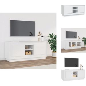 vidaXL TV-meubel - Trendy - Praktisch - Opbergruimte- 4 vakken - Stevig blad - Praktische deuren - Handleiding bijgevoegd - Kleur- wit - Materiaal- bewerkt hout - Afmetingen- 102 x 35 x 45 cm (B x D x H) - Kast