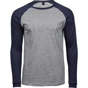 Tee Jays Herenshirt met lange mouwen Baseball T-Shirt (Heide Grijs/Navy)