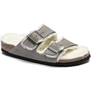 Birkenstock Arizona Lamsvel Suede Stone Coin Smal Voetbed - 1017403 - Maat 44