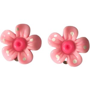 Clip oorbellen-  Bloem- licht roze-kinderen-Charme Bijoux