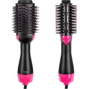 Fohnborstel - Fohn - 3 Warmte standen - luchtborstel Rond - Keramische Magic Brush - Lang/Kort/Stijl/Krullen - 1000W - Zwart/Roze