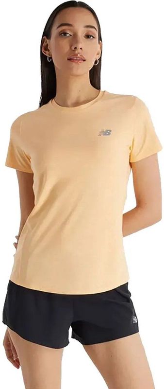 New Balance Jacquard Slim T-shirt Met Korte Mouwen Roze S Vrouw