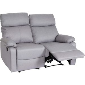 2-zits bioscoopfauteuil MCW-L93, relaxfauteuil TV-fauteuil bank, verstelbare armleuning Nosag-vering stof/textiel ~ lichtgrijs