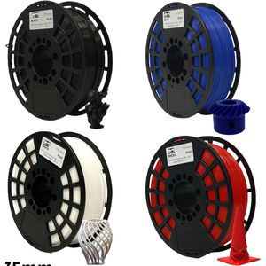 PLA+ 4KG Voordeelpakket 3D Printer Filament 1.75 mm - Zwart, Wit, Rood, Blauw - 4 kg - Hoge Kwaliteit en Duurzaam - Compatibel met Creality, Bambu Lab, Esun en Meer - Perfect voor Prototypes, Modellen en Accessoires - Professioneel en Thuisgebruik