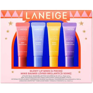 LANEIGE Mini Lip Glowy Balm Set – 4-Delige Hydraterende Lipverzorging – Berry, Vanilla, Blueberry & Sweet Candy (4×5g) – Glanzende Lipbalm voor Zachte & Volle Lippen
