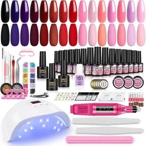 Nagellak set met 36W UV-LED lamp - 15pcs gel nagellak - Elektrische nagelsnijder - Matte top base coat - Nail art set