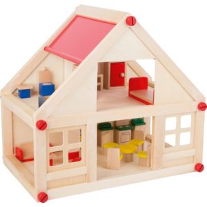 Poppenhuis met 22 meubels - Houten speelgoed vanaf 3 jaar