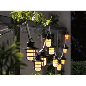 Solar Lichtsnoer 2M - Tuinverlichting - Lichtsnoer Zonneenergie - 6 Stuks - Flikkerend Vlammeneffect - 30 CM Tussenruimte - Sensor lamp - kampeerverlichting