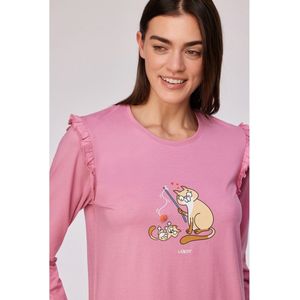 Woody - Meisjes/Dames Pyjama - Roze - Kat - L
