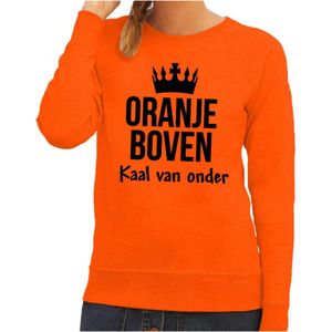 Bellatio Decorations Koningsdag Sweater - Oranje boven kaal van onder - dames - kingsday trui XL