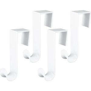 Kunststof over deurhaken - 4 stuks deurhanger haak - witte kapstok haak - plastic deurhaken voor kleding handdoeken - slaapkamer keuken badkamer .