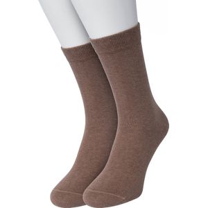 Bonnie Doon Basic Sokken Dames Bruin maat 36/42 - 2 paar - Basis Katoenen Sok - Gladde Naden - Brede Boord - Uitstekend Draagcomfort - Perfecte Pasvorm - 2-pack - Multipack - Effen - Brown - Hazelnut - OL834222.245