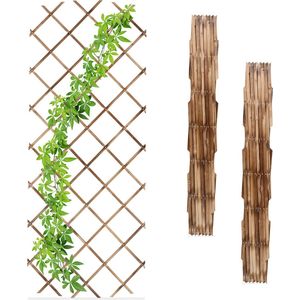 Relaxdays houten plantenklimrek - set van 3 - uitschuifbaar - 90 x 180 cm - klimplantenrek
