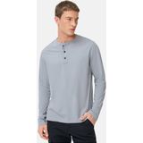 camel active Henley Shirt gemaakt van puur katoen met knoopsluiting - Maat menswear-M - Steenblauw
