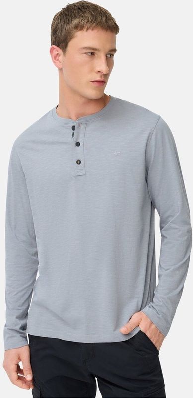 camel active Henley Shirt gemaakt van puur katoen met knoopsluiting - Maat menswear-M - Steenblauw