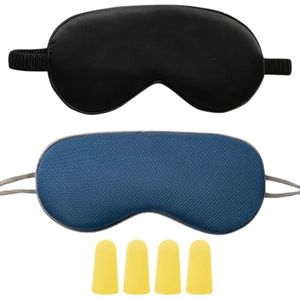 Slaapmasker 100% Zijde - Verstelbaar Oogmasker voor Ontspanning en Comfort - Zwart en Blauw